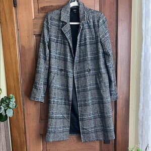 Black and White Plaid Coat